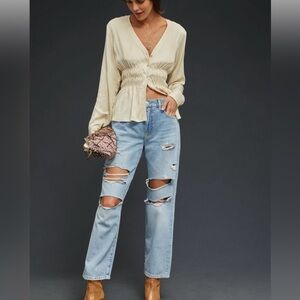 Anthropologie PILCRO Vintage Crop Mid Rise Straight Jeans, Size 27 (v)
